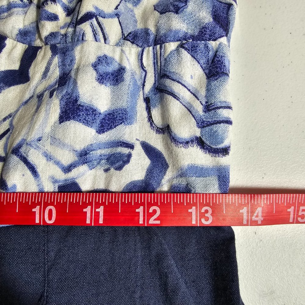 Anthropologie XS Mermaid Beach Shade Umbrella Romper Smocked Linen Blend Pockets - Picture 10 of 12
